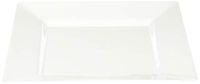 Squares 6.5 Inch Elegant Disposable Plastic Dessert Plate, White, 10 Plates