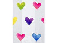 75 Ct Small Watercolor Rainbow Hearts 7x2x3 Inch Cello Cellophane Treat Food Snack Bags BEND-832
