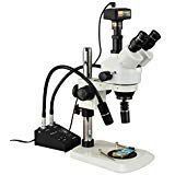 3.5X-90X Zoom Trinocular Stereo Microscope with Narrow Table Stand, LED Gooseneck Light + 14MP Camer