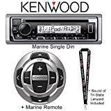Kenwood KMR-D375BT Marine CD Receiver with Bluetooth and USB Input + Kenwood KCA-RC35MR Marine Wired Remote Control+ Sound of Tri-State Lanyard