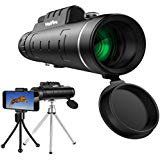 HoFire Monocular Telescopes, 12x50 Dual Focus Waterproof Spotting Scopes, Low Night Vision with Phone Clip and Tripod for Cell Phone-for Bird Watching, Hunting, Camping, Hiking, Outdoor, Surveillance