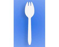 Wow Plastics Inc. Medium Weight 6" Spork - White Pp - 2/500 (1,000/Case)