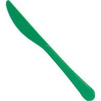 Green Plastic Knives, Exquisite Solid Color Premium Plastic Cutlery, Heavy Duty Plastic Disposable Knives(24-ct. Pack)