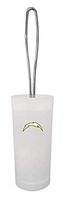 The Furniture Cove White Frosted Toilet Brush and Holder Featuring Your Favorite Favorite Football Team Logo (Chargers White)