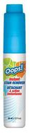 Oops! Instant Stain Remover. Elimininates Stains Such as Grease, Oil. Blood, Grass & Dirt, Lipstick, Makeup, Non-Permanent Ink, Food, Coffee, Tea & Other Beverages.