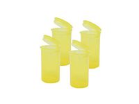 19 DRAM POP TOP Bottles Qty CASE Size Count Squeeze top Rx Pill Bottles Prescription Crafts Coins Storage Medicine 420 Containers Made in USA (4 PCS, Yellow - Transparent)