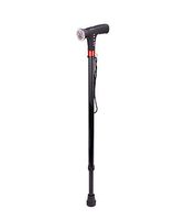 HANGERÂ Crutch LED Flash Light Folding Aluminum Alloy Walking Stick/Alarm/FM Radio-Re-Chargeable Foldable Crutch Black