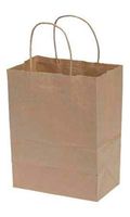 SSWBasics Medium Natural Kraft Paper Shopping Bags - 8 ¼”L x 4 ¾”D x 10 ½”H - Case of 250