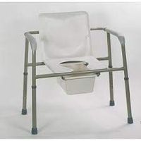 Commode - 3 in 1 Commode Removable back with wing nuts. Molded plastic arm rests. Height 16" to 23". Weight capacity: 450 lbs.
