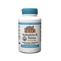 Natural factors acidophilus & bifidus 90 Capsules (2-Pack)