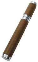 Leather Wrapped Single Stainless Steel Cigar Tube Brown
