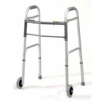 Lumex Dual-Release Folding Walker with Wheels, Case of 4 - Dual-Release Folding Walker with 5" Fixed Wheels, Adult - 616270A-4