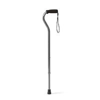 Medline Offset Single Point Walking Cane, Aluminum Walking Stick is Adjustable, Microban Antimicrobial Protection, 300 lb Capacity, Gray