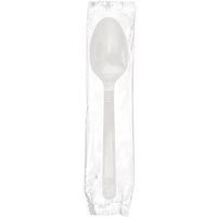 AmerCare White Medium-Heavy Weight Polypropylene Teaspoons, Individually Wrapped, Case of 1000