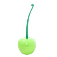Wansan Toilet Brush and with Cherry Shaped Toilet Brush Holder 15" Long ABS Toilet Brush and Plunger Set Antislip Toilet Plunger - Green