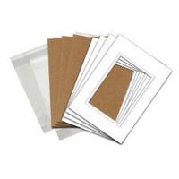 Pre Cut Double Mat Kit, 8"x10" for 5"x7" Polar White/Polar White, 25 Pack - Whitecore