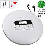 Portable CD Player for Car, HOTT Compact Discman CD Player Walkman MP3 Music CD Player with Earbuds, LCD Display, Electronic Skip Protection and Anti-Shock Function - White