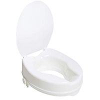 PCP 4" Raised Standard Toilet Seat, Increase Height Over Commode, Includes Lid, Tightening Stability Safety Clamps
