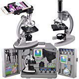 Gosky Microscope Kit for Kids and Beginners with Metal Arm and Base, Magnifications from 300x to 1200x, Includes 70pcs+ Accessory Set, Handy Storage Case and Microscopes Smartphone Adapter