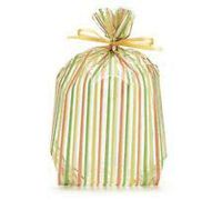 Small Orange Green Fall Autumn Striped 7x2x3" Cello Party Treat Food Snack Bags (25 ct)