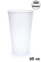 Extra Large 20oz White Paper Coffee Cups - (250 Count) by EcoQuality - Disposable Paper Coffee Cups - Hot Drink, Tea, Coffee, Cappuccino, Hot Chocolate, Chai, Chai Latte, Office, Travel, Recyclable