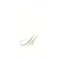 Caspari White Pearl & Gold Paper Linen Guest Towel Napkins in Letter M - Pack of 24