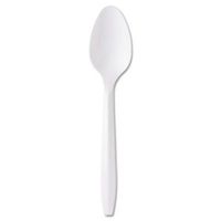 Medium-Weight Cutlery, Teaspoon, White, 1000/Carton (15 Cartons)
