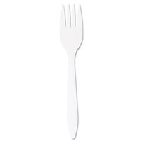 Dart Style Setter Medium Weight Polypropylene White Cutlery Fork DCCF6BW