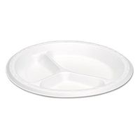 GNPLAM39 - Elite Laminated Foam Plates, 8.88 Inches, White, Round, 3 Compartments, 125/pack