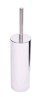 BIRDROCK HOME Stainless Steel Toilet Bowl Brush and Holder - Round Drip Cup and Lid - Decorative Brush and Caddy - Bathroom Scrubber Cleaner - Slim Set