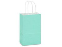 Aqua White Tint Gift Bags - Rose Aqua White Kraft Shopping Bags Mini Pk 5-1/2x3-1/4x8-3/8" (3 Packs; 25 Bags Per Pack) - Wraps-AQMRW