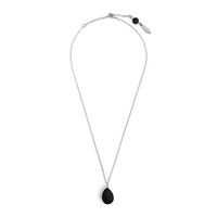 DEMDACO Aromatherapy Teardrop Silver Tone 16 inch Brass and Lava Rock Pendant Necklace