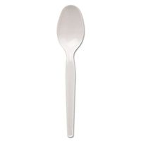 Dixie TM217 Plastic Teaspoons, Bulk, Medium Wt, 1000/PK, White