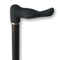 Walking Cane - Black Right Handle with Solid Wood, Black Stained Shaft