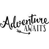Chase Grace Studio Adventure Awaits Outdoors Hiking Camping Vinyl Decal Sticker|BLACK|Cars Trucks Vans Jeeps SUV Boats Laptops Wall Art|5.75" X 3"|CGS379