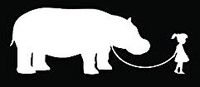 Legacy Innovations Girl Walking Hippo White Decal Vinyl Sticker|Cars Trucks Vans Walls Laptop| White |7.5 x 3 in|LLI595
