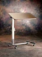 Overbed Table with Tilt-Top convenience for reading or drawing while in bed or wheelchair. Height adjustable with roll around castors