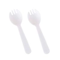 100 PCS Mini Plastic Spork Plastic Forks and Spoons Disposable 2 in 1 Sporks Plastic Disposable Sporks for Camping Picnics Parties and Weddings, Small, White