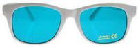 Colored Lens Color Therapy Glasses - White Frame Classic Style (Aqua)