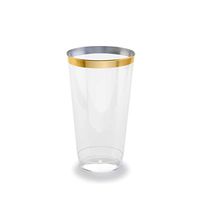 " OCCASIONS" 100 pcs Wedding Party Disposable Plastic tumblers Cups (14 oz, Clear with Gold Rim Tumbler)