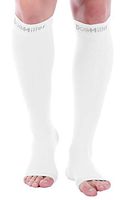 Doc Miller Open Toe Compression Socks 1 Pair 15-20 mmHg Firm Graduated Support for Circulation Surgery Recovery Varicose Veins POTS (White, XL)