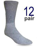 Diabetic Socks Ultra Light, 12 Pairs (10-13, Gray)