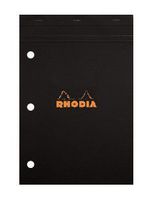 Rhodia Staplebound Black 8.25 x 11.75 Lined with Margin 3 Hole Punched Notepad - R186009