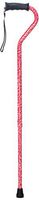 Carex Ergo Offset Cane with Soft Cushioned Handle - Adjustable Walking Cane for Women - Rose Pattern and Pink Cane