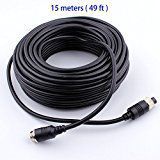 Camnex 15m 49ft 4pin Cable Backup Camera Cable Video Power Extension Aviation Connector Cable for Rear View Camera System applicable to Bus Truck Trailer RV Van Reverse Parking Camera Waterproof Shock