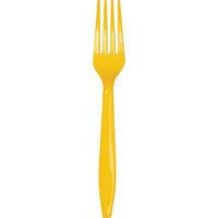 Club Pack of 600 School Bus Yellow Premium Heavy-Duty Plastic Party Forks