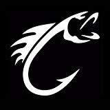 Fish Hook Vinyl Decal Sticker | Cars Trucks Vans Walls Laptops Cups | White | 5.5 inches | KCD1289