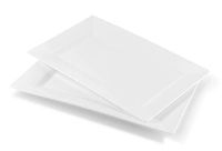 " OCCASIONS" 40 Plates Pack, Premium Disposable Wedding Party Japanese Style/Sushi Plastic 13.5'' x 8.5'' Trays (40 pcs, Soho, white)