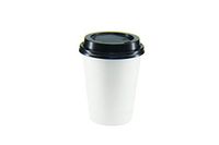 [1000 SETS] White Paper Hot Cups with Black Lids- premium white paper Coffee Office Cocoa Hot Chocolate Latte Cappuccino Hot (1000, 12oz Cups + Lids)