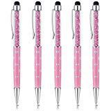 5Pcs -Carving Stylus Pens Crystal 2 in 1 Slim Capacitive Stylus And Ballpoint Pen for Universal Touch Screens Tablets iPhone x iPad Samsung Galaxy Android (Pink)